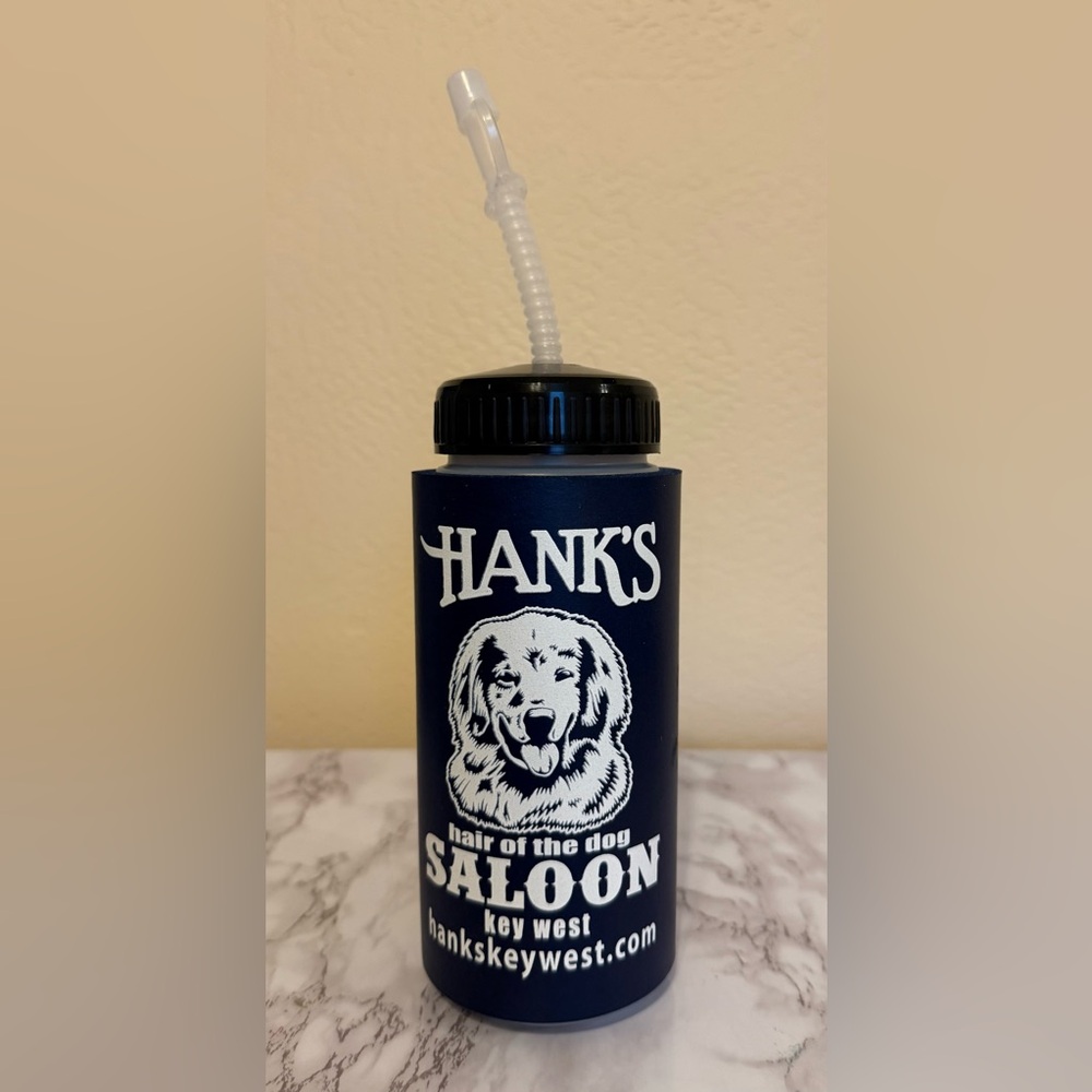 Hank's Blue Water Bottle with Straw